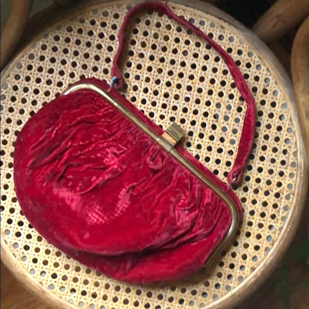 Vintage Red Velvet Clutch